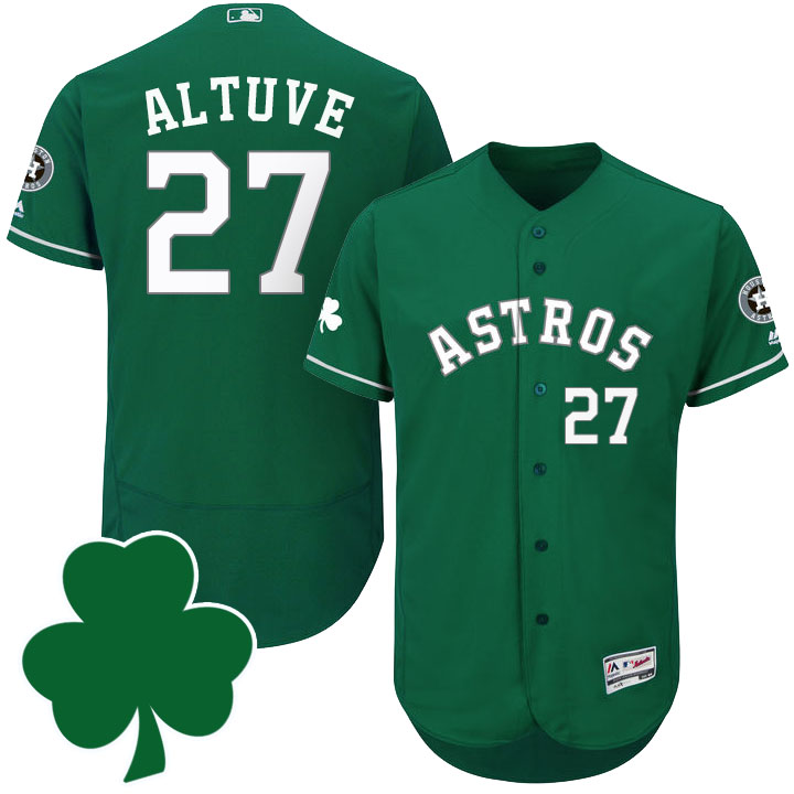 Houston Astros #27 Jose Altuve St. Patricks Day Green Celtic Flexbase Authentic Collection Jersey