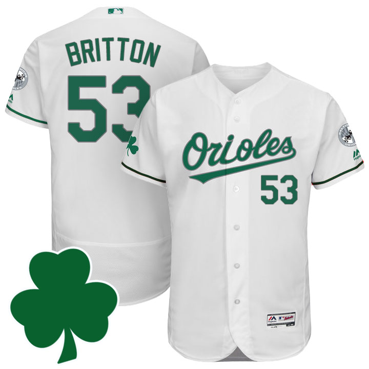 Baltimore Orioles #53 Zach Britton St. Patricks Day White Celtic Flexbase Authentic Collection Jersey