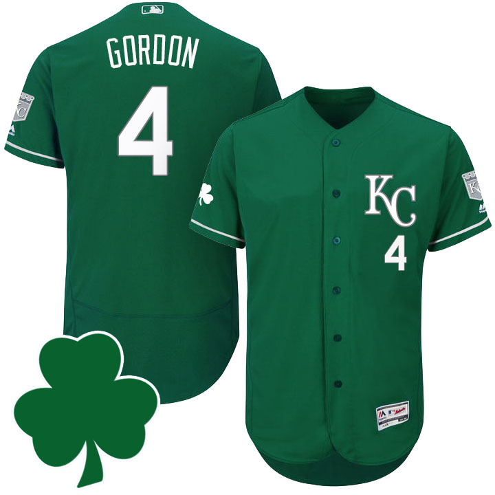 Kansas City Royals #4 Alex Gordon St. Patricks Day Green Celtic Flexbase Authentic Collection Jersey