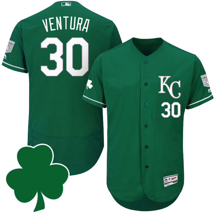 Kansas City Royals #30 Yordano Ventura St. Patricks Day Green Celtic Flexbase Authentic Collection Jersey