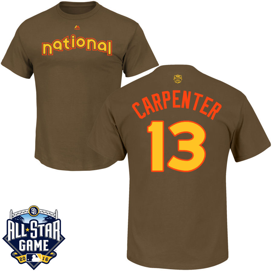 St. Louis Cardinals Matt Carpenter #13 Brown 2016 MLB All-Star Game National League Name & Number T-Shirt