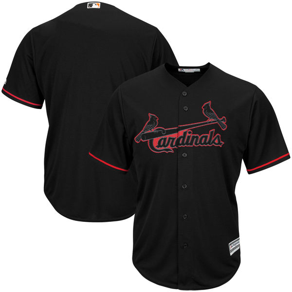 St. Louis Cardinals Majestic Black Pop Fashion V-Neck Jersey