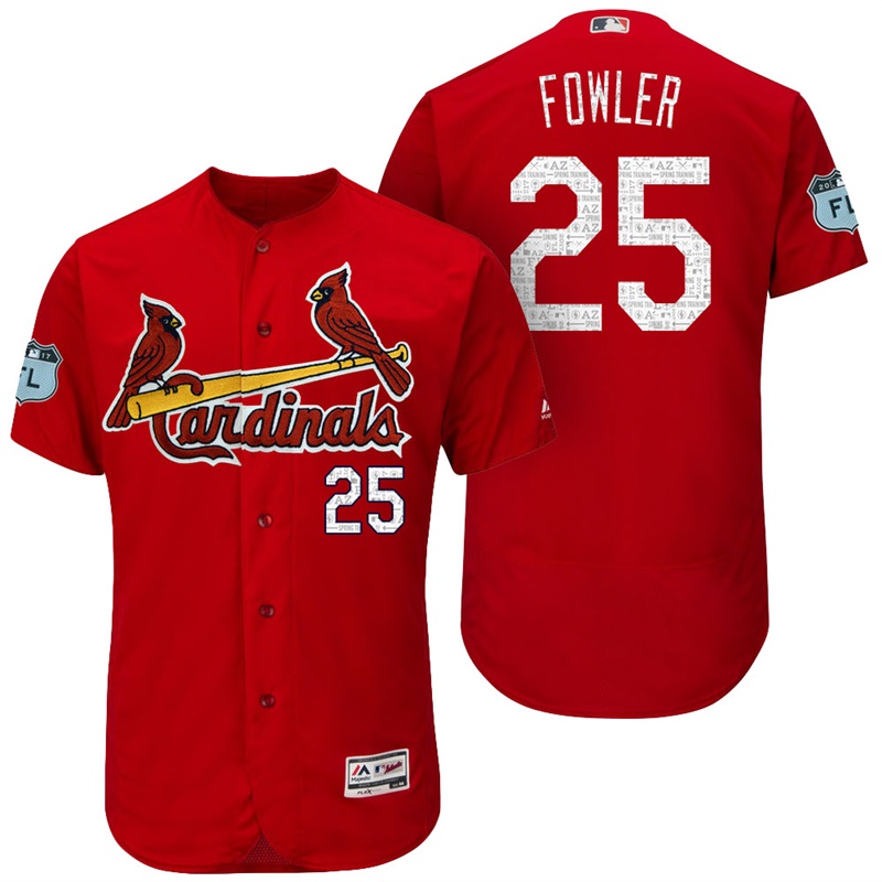 St. Louis Cardinals Dexter Fowler #25 Scarlet 2017 Spring Training Grapefruit League Patch Authentic Collection Flex Base Jersey