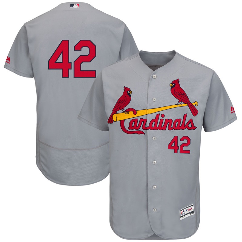 Men St. Louis Cardinals Jackie Robinson #42 Gray Commemorative Flex Base Jersey