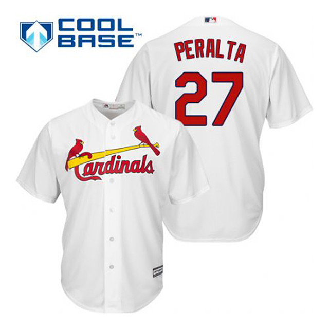 St. Louis Cardinals Jhonny peralta #27 White Official Cool Base Jersey