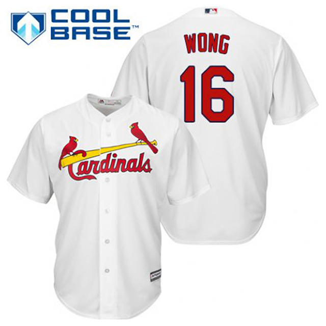 St. Louis Cardinals Kolten Wong #16 White Official Cool Base Jersey