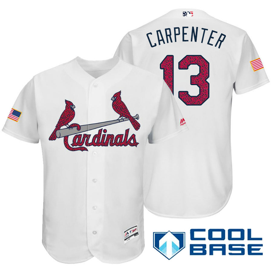 St. Louis Cardinals #13 Matt Carpenter White Stars & Stripes 2016 Independence Day Cool Base Jersey