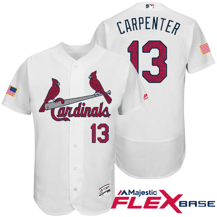 St. Louis Cardinals #13 Matt Carpenter White Stars & Stripes 2016 Independence Day Flex Base Jersey