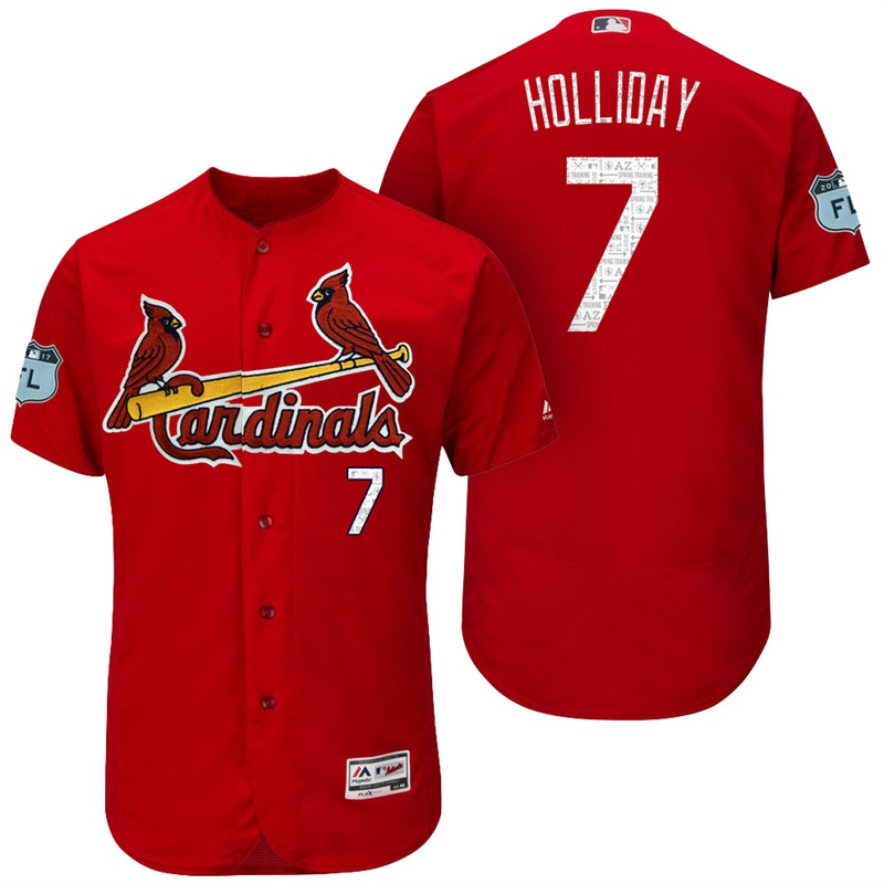 St. Louis Cardinals Matt Holliday #7 Scarlet 2017 Spring Training Grapefruit League Patch Authentic Collection Flex Base Jersey