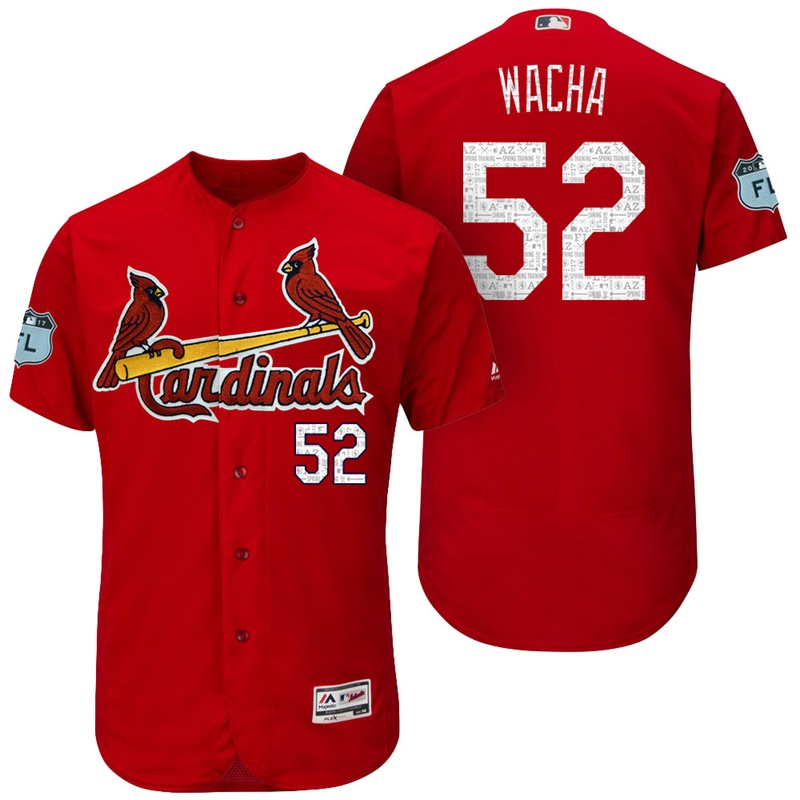 St. Louis Cardinals Michael Wacha #52 Scarlet 2017 Spring Training Grapefruit League Patch Authentic Collection Flex Base Jersey