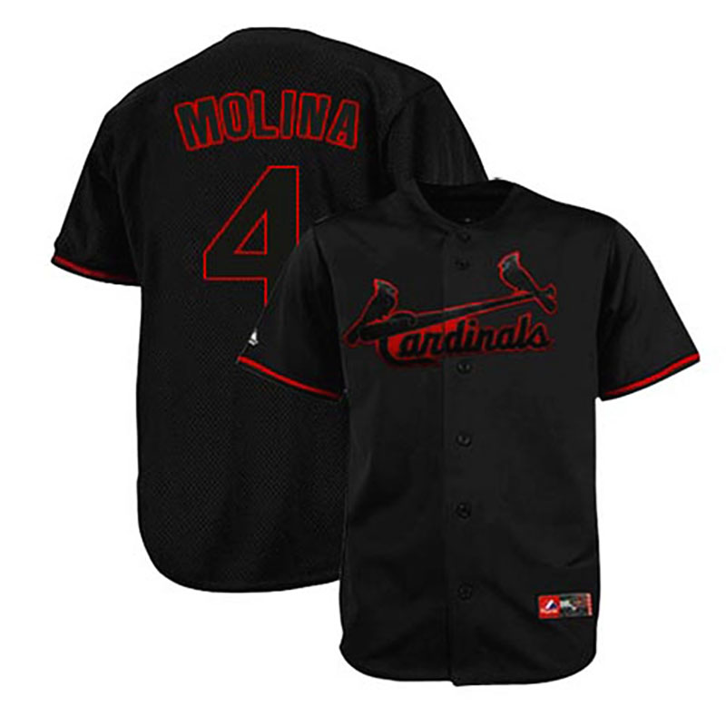 St. Louis Cardinals #4 Yadier Molina Black Fashion Jersey