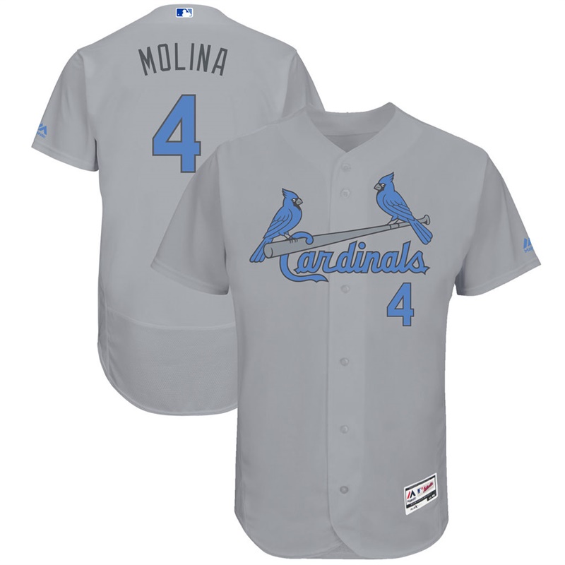 Yadier Molina #4 Men St. Louis Cardinals 2017 Father's Day Gray Flex Base Jersey