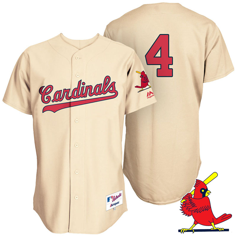 St. Louis Cardinals Yadier Molina #4 Tan Turn Back the Clock Throwback Player Jersey