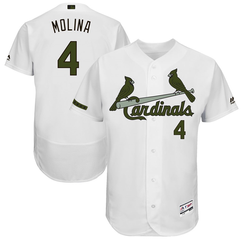 Yadier Molina #4 Men St. Louis Cardinals 2017 Memorial Day White Flex Base Jersey