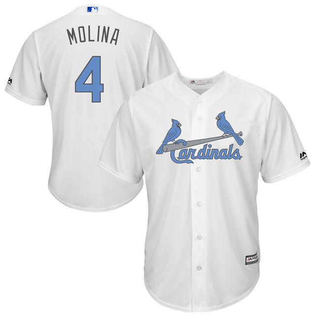 St. Louis Cardinals #4 Yadier Molina Majestic White Fashion 2016 Father's Day Cool Base Jersey