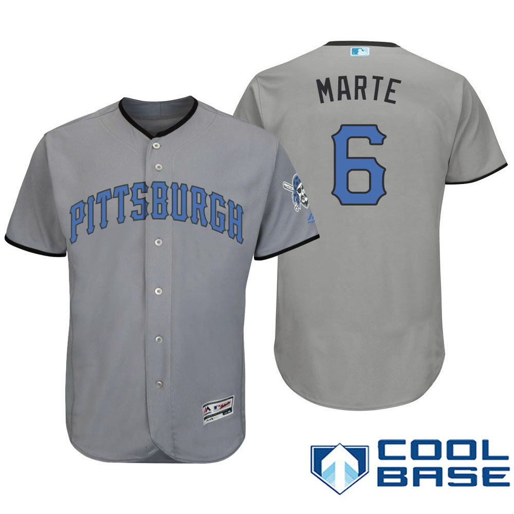 Pittsburgh Pirates #6 Starling Marte Majestic Gray Fashion 2016 Father's Day Cool Base Jersey