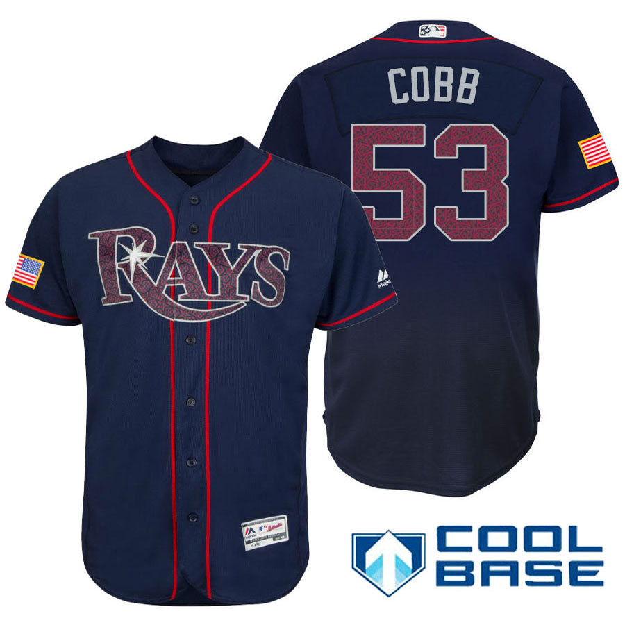 Tampa Bay Rays #53 Alex Cobb Navy Stars & Stripes 2016 Independence Day Cool Base Jersey