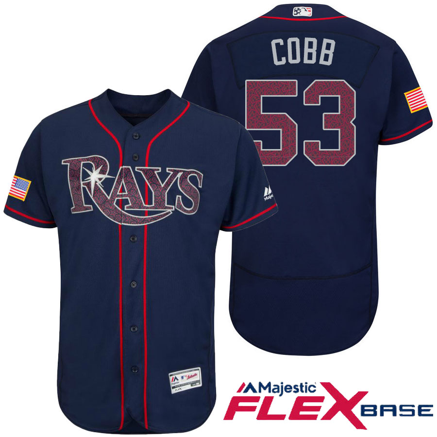 Tampa Bay Rays #53 Alex Cobb Navy Stars & Stripes 2016 Independence Day Flex Base Jersey