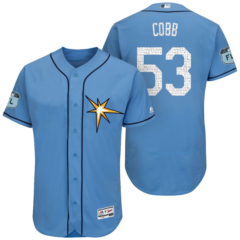 Tampa Bay Rays Alex Cobb #53 Light Blue 2017 Spring Training Grapefruit League Patch Authentic Collection Flex Base Jersey