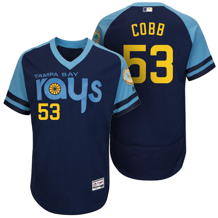 Tampa Bay Rays Alex Cobb #53 Majestic Navy Authentic Turn Back the Clock Jersey