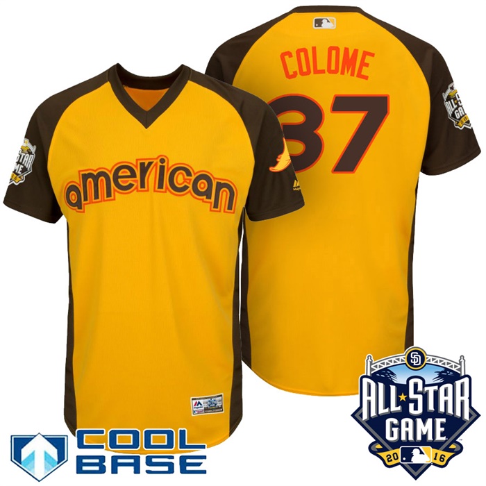 2016 MLB All-Star American Tampa Bay Rays Alex Colome #37 Yellow Home Run Derby Cool Base Jersey