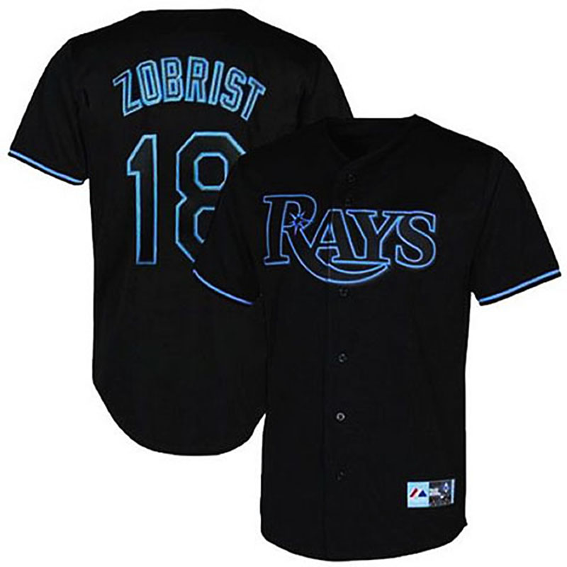 Tampa Bay Rays #18 Ben Zobrist Black Fashion Jersey