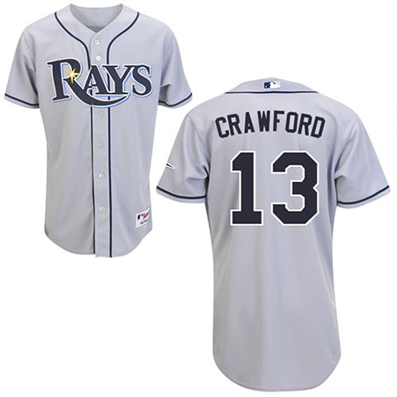 Tampa Bay Rays #13 Carl Crawford Grey Road Jersey