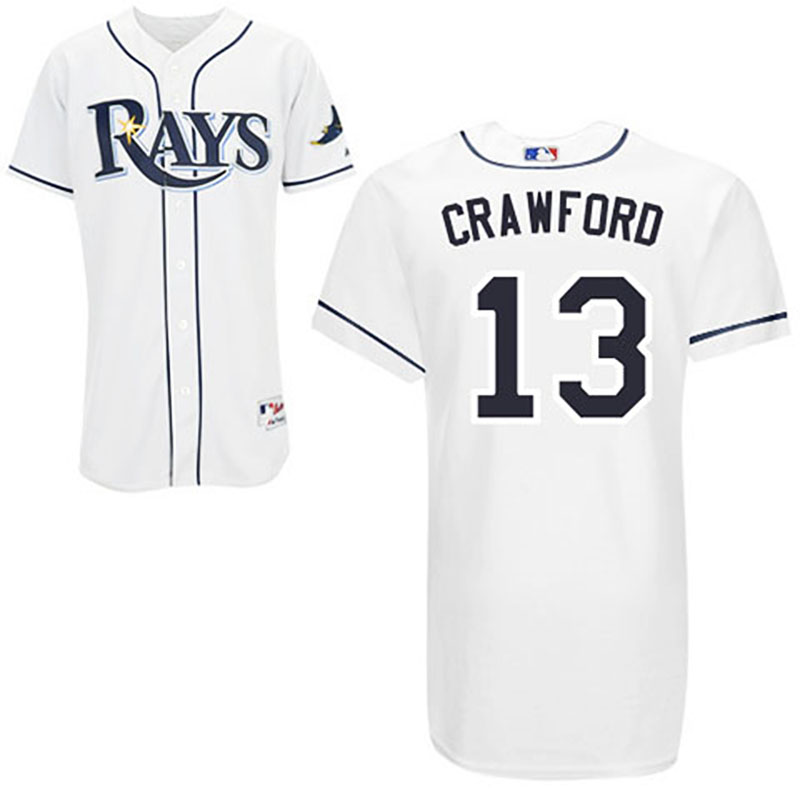 Tampa Bay Rays #13 Carl Crawford White Home Jersey