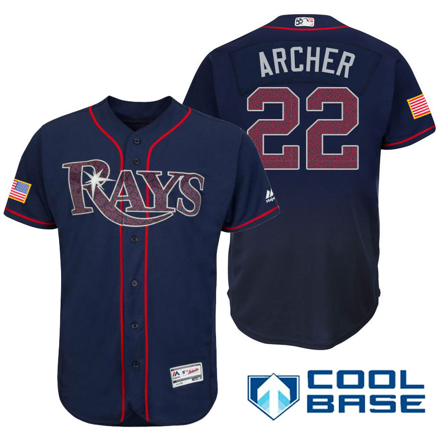 Tampa Bay Rays #22 Chris Archer Navy Stars & Stripes 2016 Independence Day Cool Base Jersey