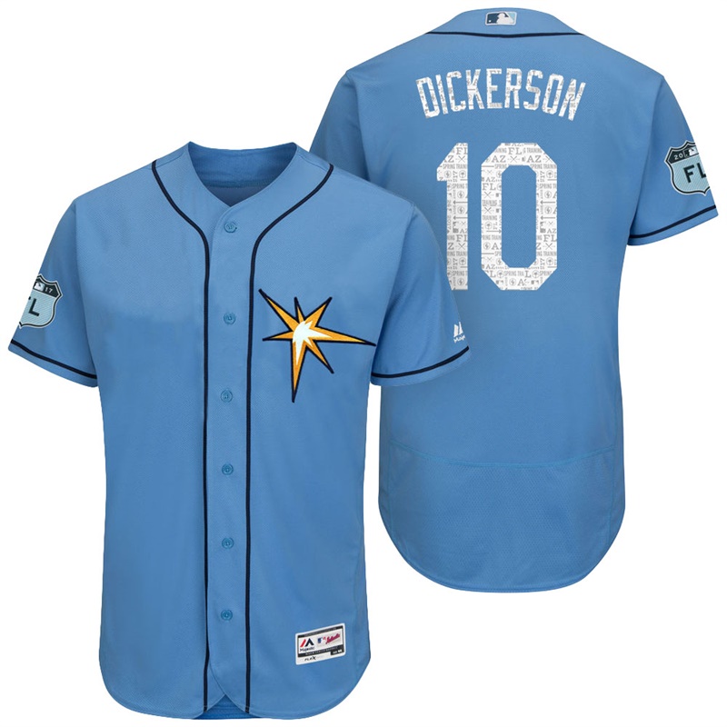 Tampa Bay Rays Corey Dickerson #10 Light Blue 2017 Spring Training Grapefruit League Patch Authentic Collection Flex Base Jersey