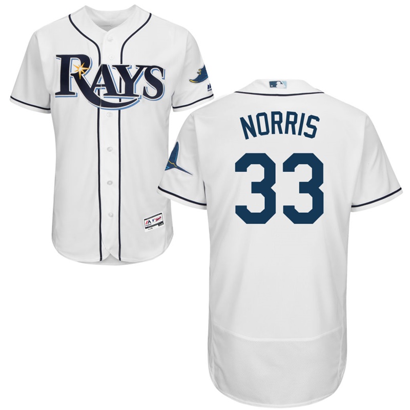 Men Tampa Bay Rays Derek Norris #33 White Home Flex Base Jersey