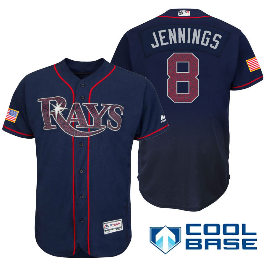 Tampa Bay Rays #8 Desmond Jennings Navy Stars & Stripes 2016 Independence Day Cool Base Jersey