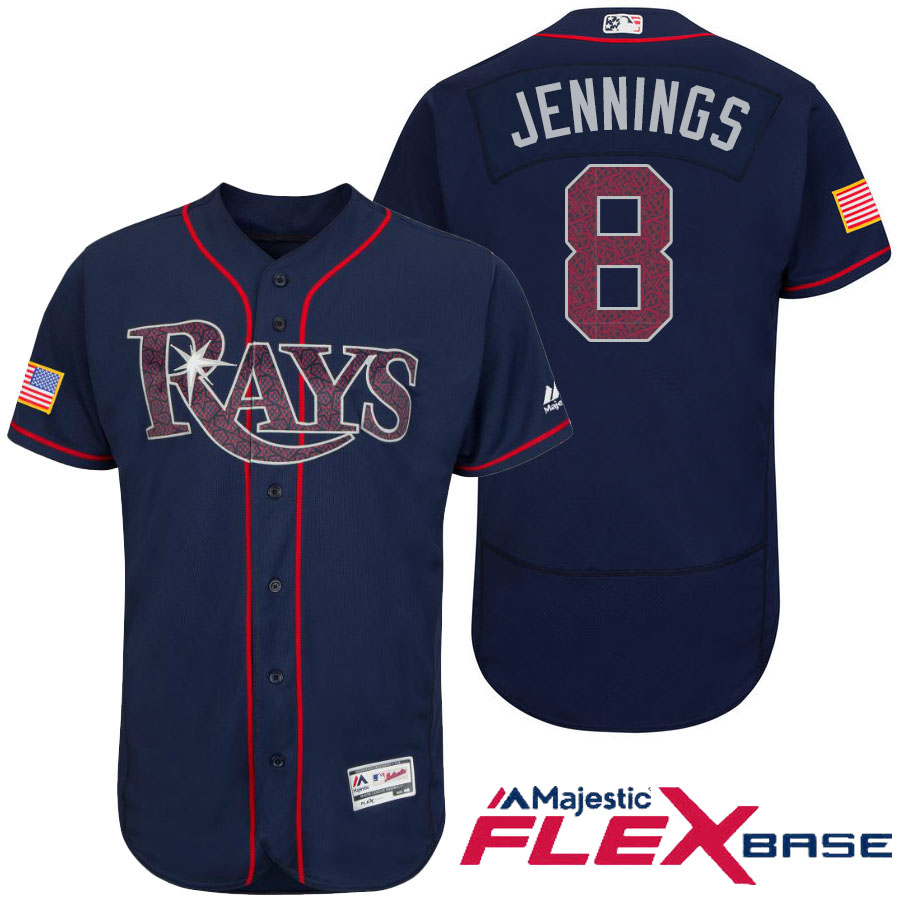 Tampa Bay Rays #8 Desmond Jennings Navy Stars & Stripes 2016 Independence Day Flex Base Jersey