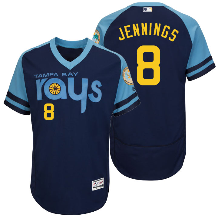 Tampa Bay Rays Desmond Jennings #8 Majestic Navy Authentic Turn Back the Clock Jersey