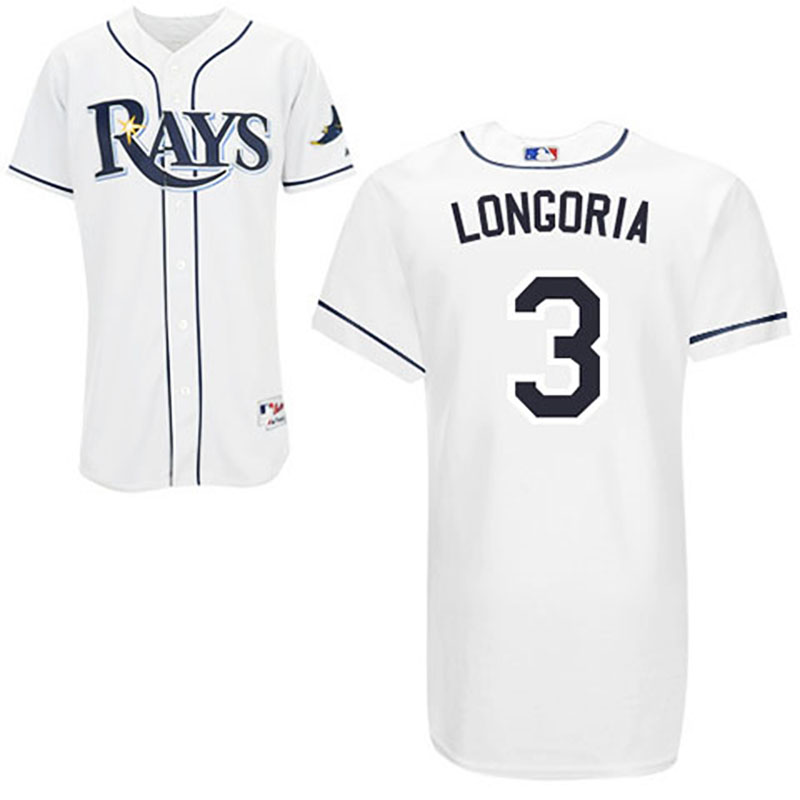 Tampa Bay Rays #3 Evan Longoria White Home Jersey