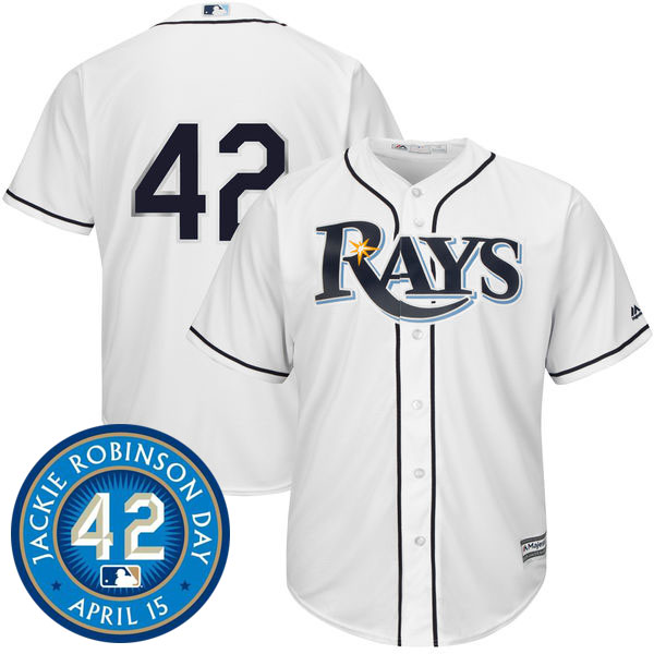 Tampa Bay Rays #42 Jackie Robinson Majestic White Cool Base Jersey