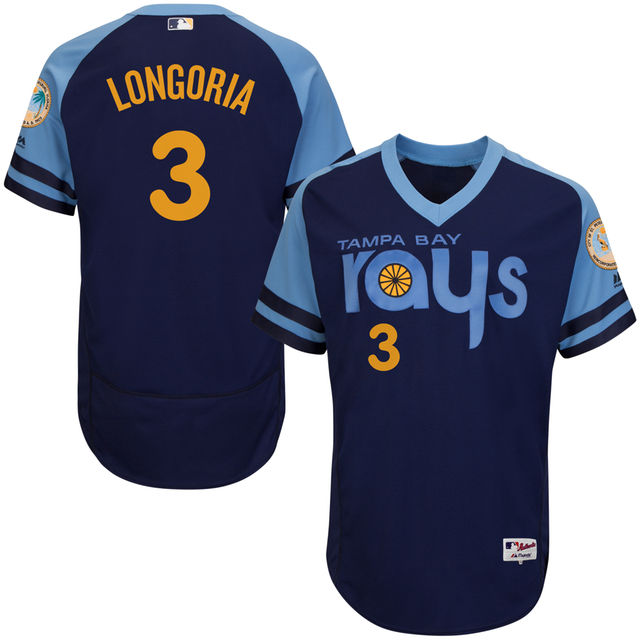 Tampa Bay Rays Evan Longoria #3 Majestic Navy Authentic Turn Back the Clock Jersey