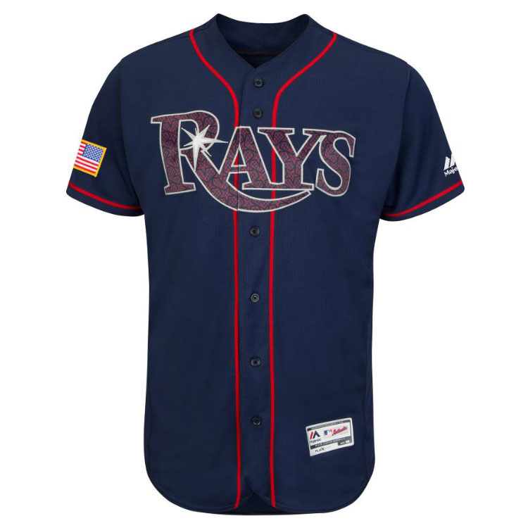 Tampa Bay Rays Majestic Navy 2016 Independence Day Stars & Stripes Flex Base Team Jersey