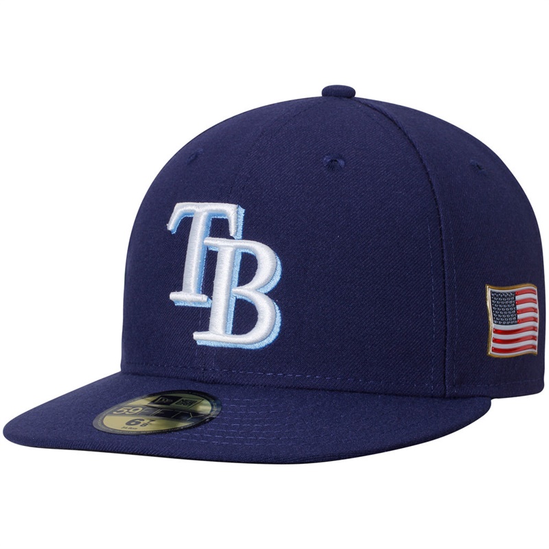 Tampa Bay Rays Navy On Field 9/11 Side Patch US Flag 59FIFTY Fitted Hat