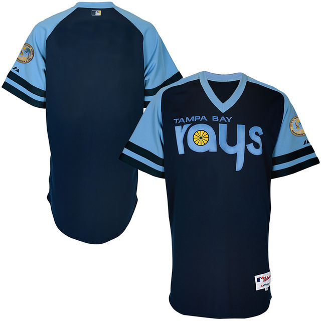 Tampa Bay Rays Majestic Navy Authentic Turn Back the Clock Team Jersey