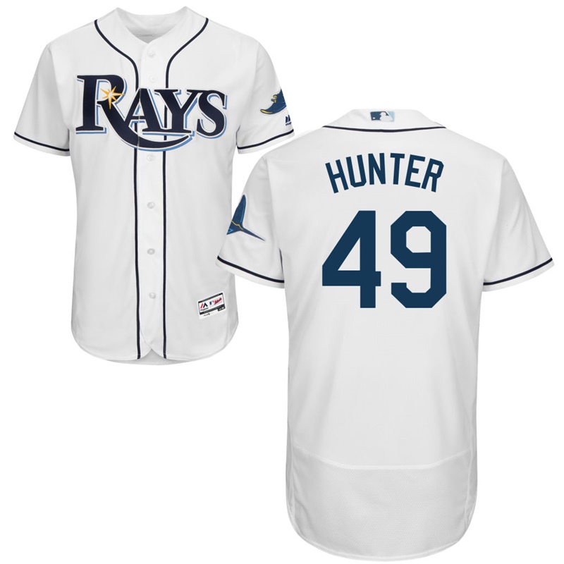 Men Tampa Bay Rays Tommy Hunter #49 White Home Flex Base Jersey