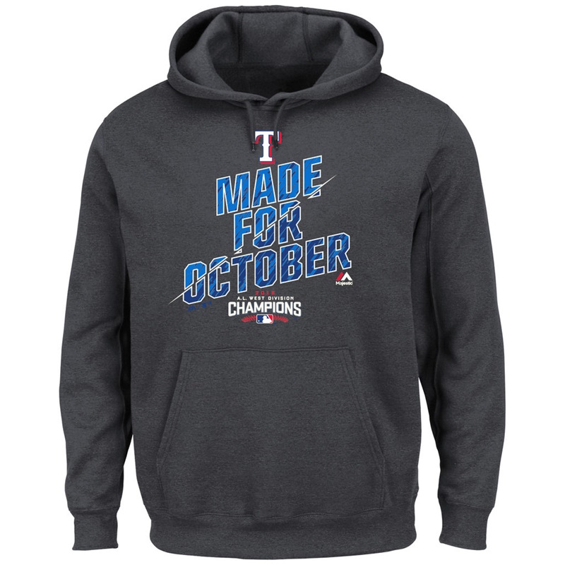 2016 AL West Division Champions Texas Rangers Charcoal Made for October Locker Room Hoodie