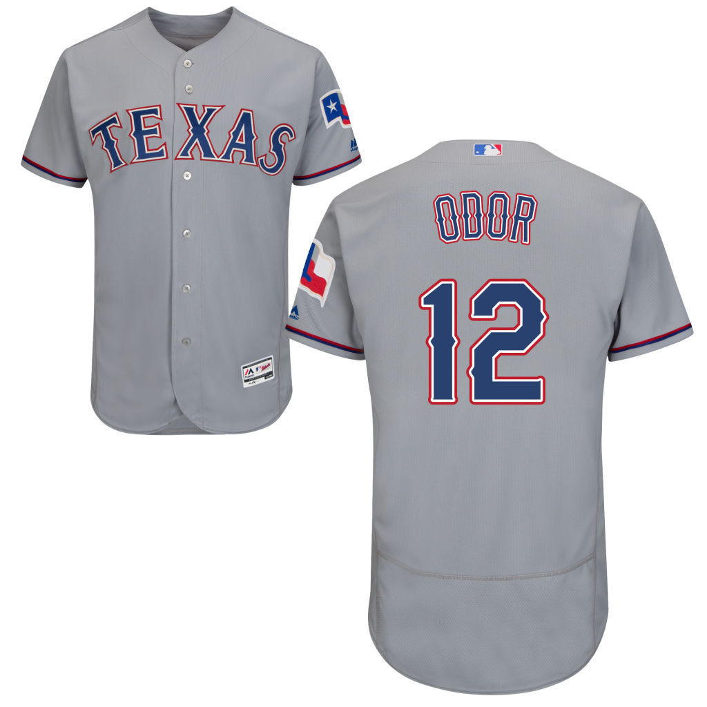 Texas Rangers #12 Rougned Odor Road Gray Authentic Collection Flex Base Jersey