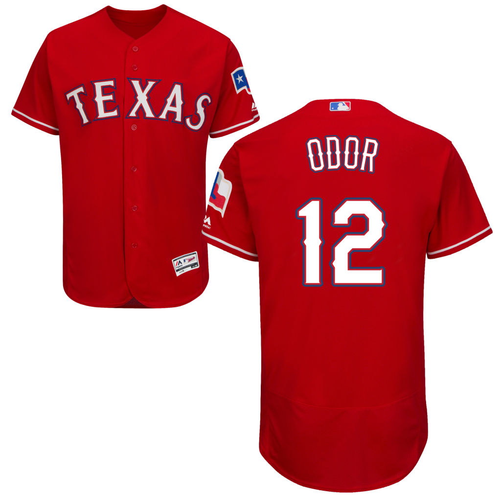 Texas Rangers #12 Rougned Odor Alternate Scarlet Authentic Collection Flex Base Jersey