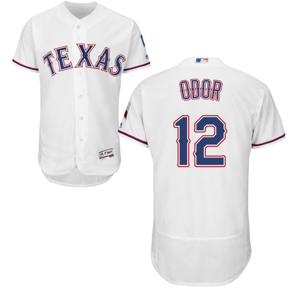 Texas Rangers #12 Rougned Odor Home White Authentic Collection Flex Base Jersey