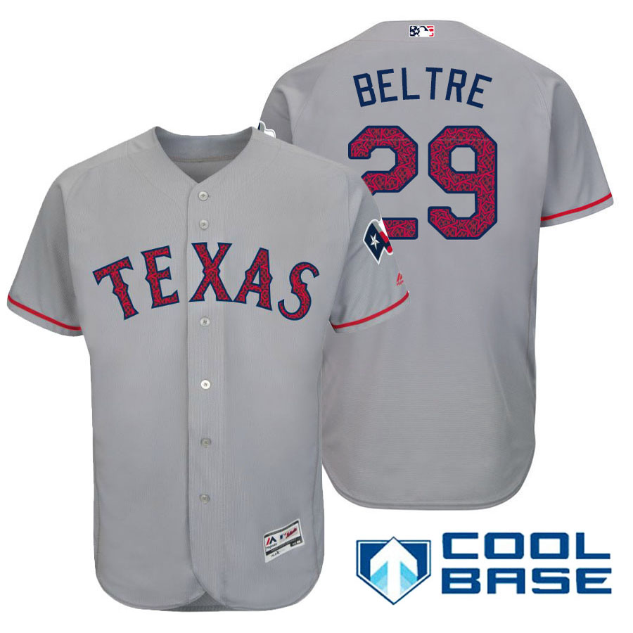 Texas Rangers #29 Adrian Beltre Gray Stars & Stripes 2016 Independence Day Cool Base Jersey