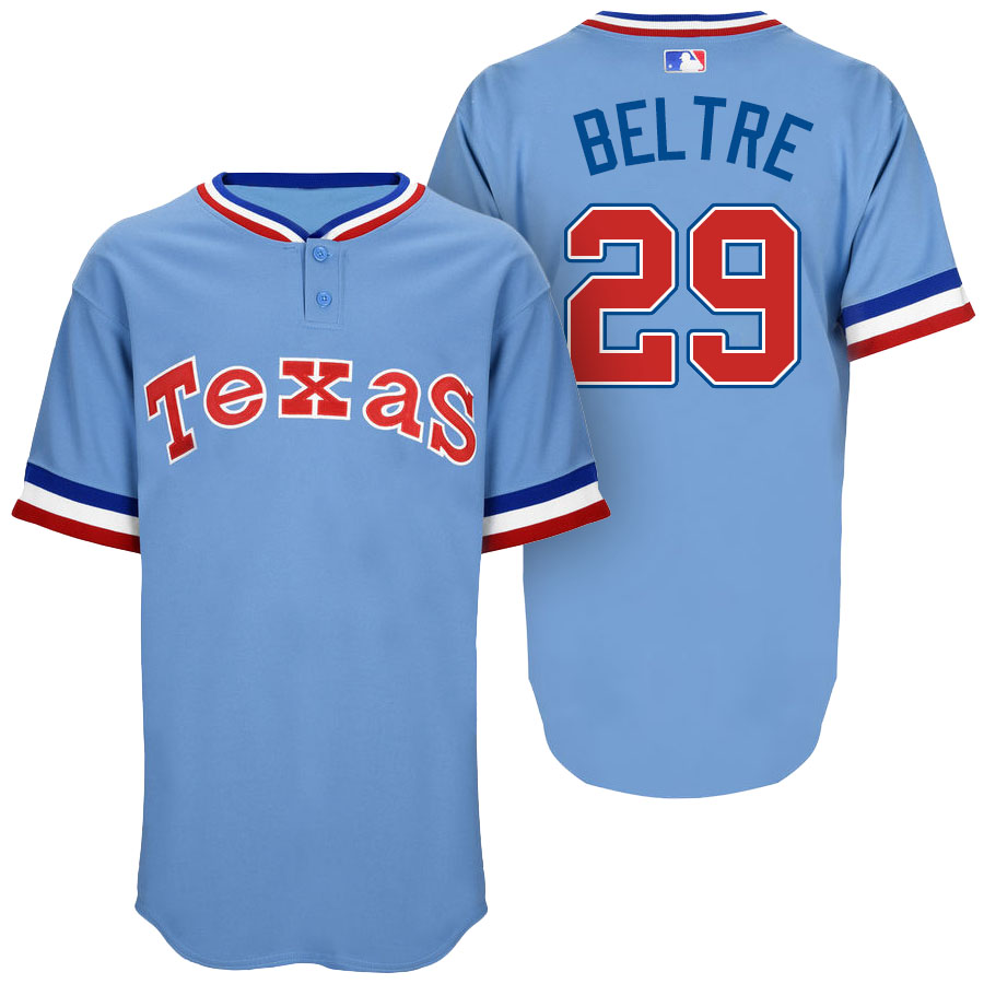 Texas Rangers Adrian Beltre #29 Majestic Light Blue Authentic Turn Back the Clock Jersey