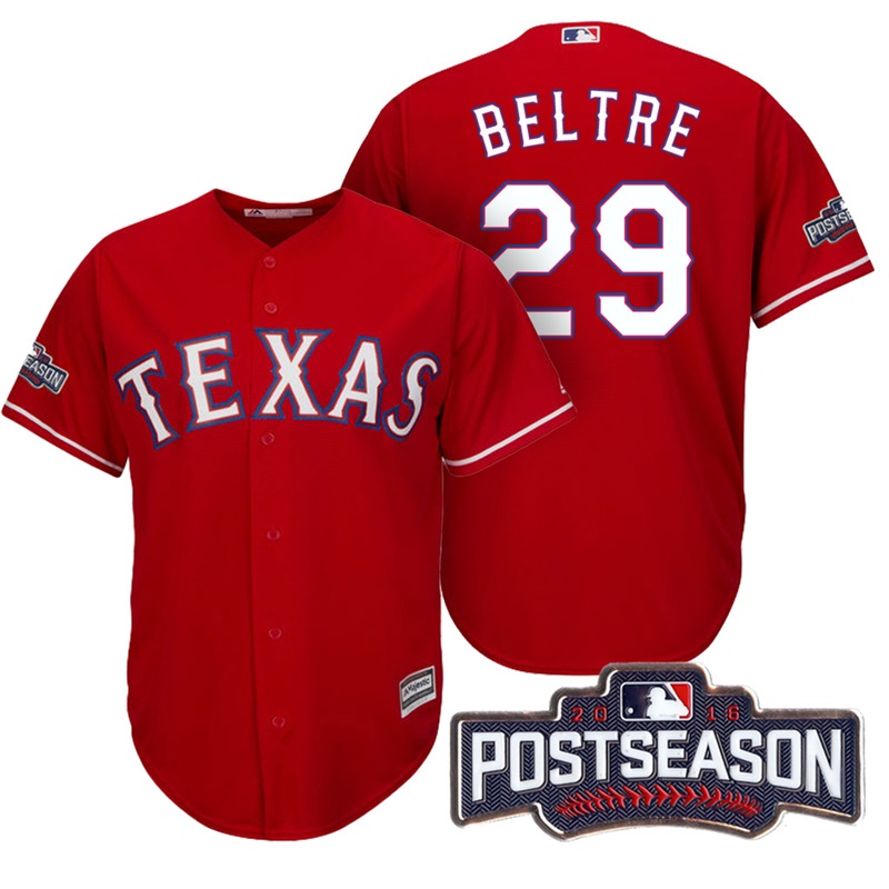 Texas Rangers Adrian Beltre #29 AL West Division Champions Red 2016 Postseason Patch Cool Base Jersey