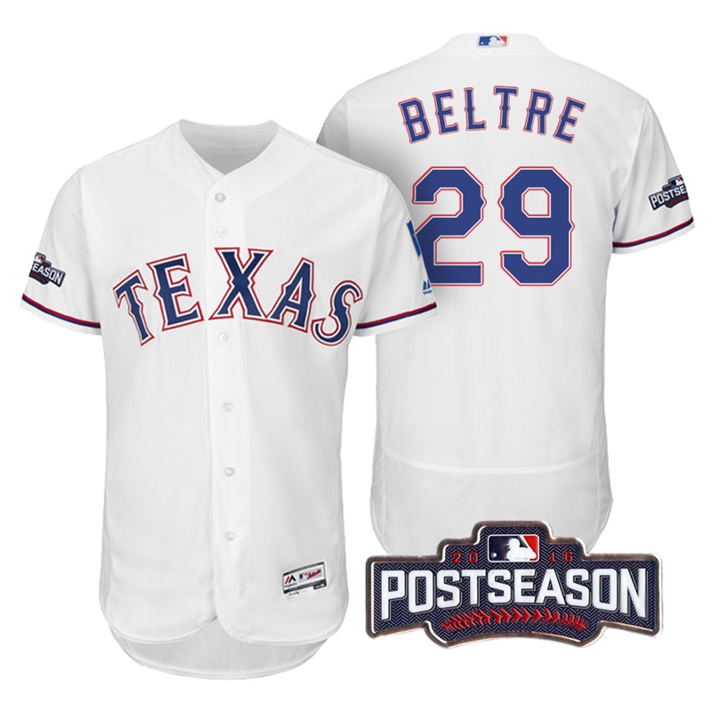 Texas Rangers Adrian Beltre #29 AL West Champions White 2016 Postseason Patch Flex Base Jersey