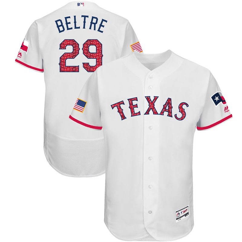 Adrian Beltre #29 Texas Rangers 2017 Stars & Stripes Independence Day White Flex Base Jersey - Men